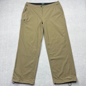 LL Bean Hiking Pants Womens 18 Regular Khaki Stretch Nylon Cargo Outdoor Trail